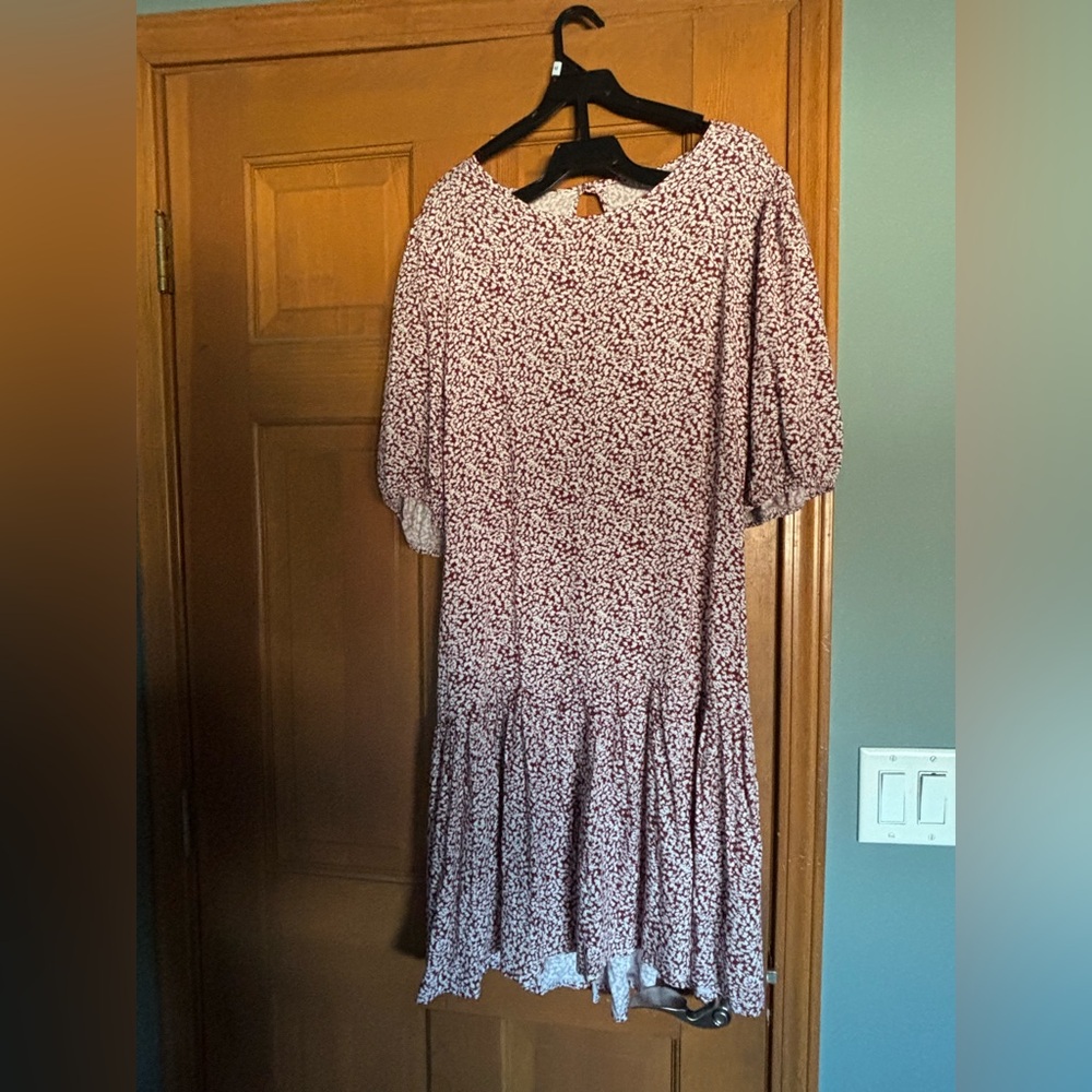 Free People Red Floral Long Sleeve Dress